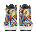 Psychedelic Wave Print High Top Leather Sneakers