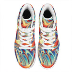 Psychedelic Wave Print High Top Leather Sneakers