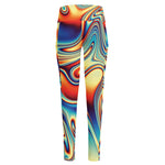 Psychedelic Wave Print High-Waisted Pocket Leggings