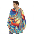Psychedelic Wave Print Hoodie Blanket