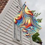 Psychedelic Wave Print House Flag