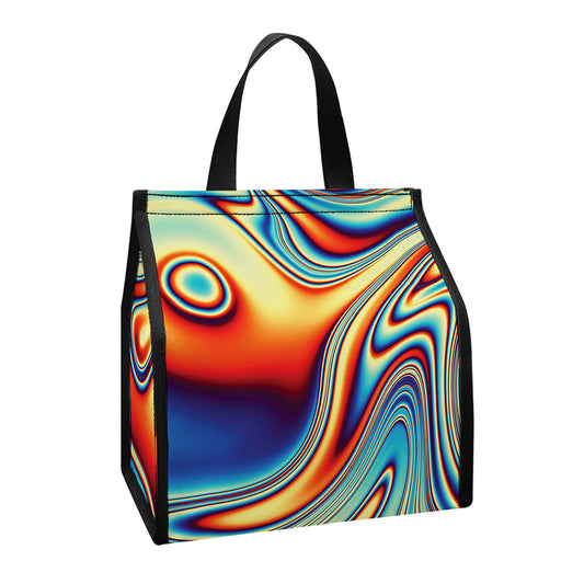 Psychedelic Wave Print Insulated Lunch Tote