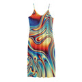 Psychedelic Wave Print Jersey Midi Cami Dress