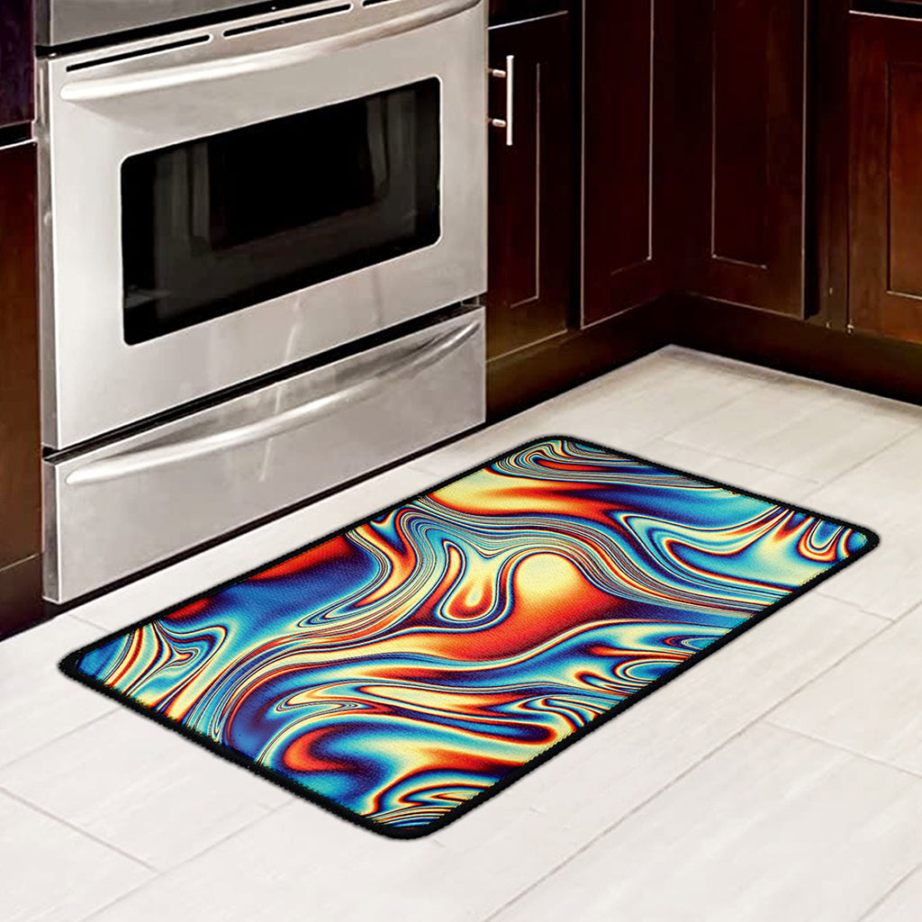 Psychedelic Wave Print Kitchen Mat