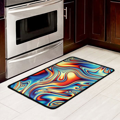 Psychedelic Wave Print Kitchen Mat