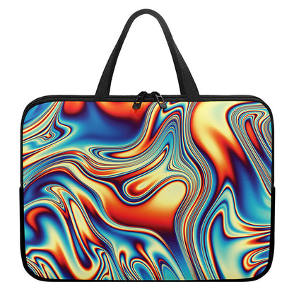 Psychedelic Wave Print Laptop Sleeve With Handle