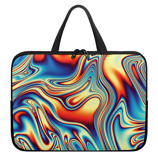 Psychedelic Wave Print Laptop Sleeve With Handle