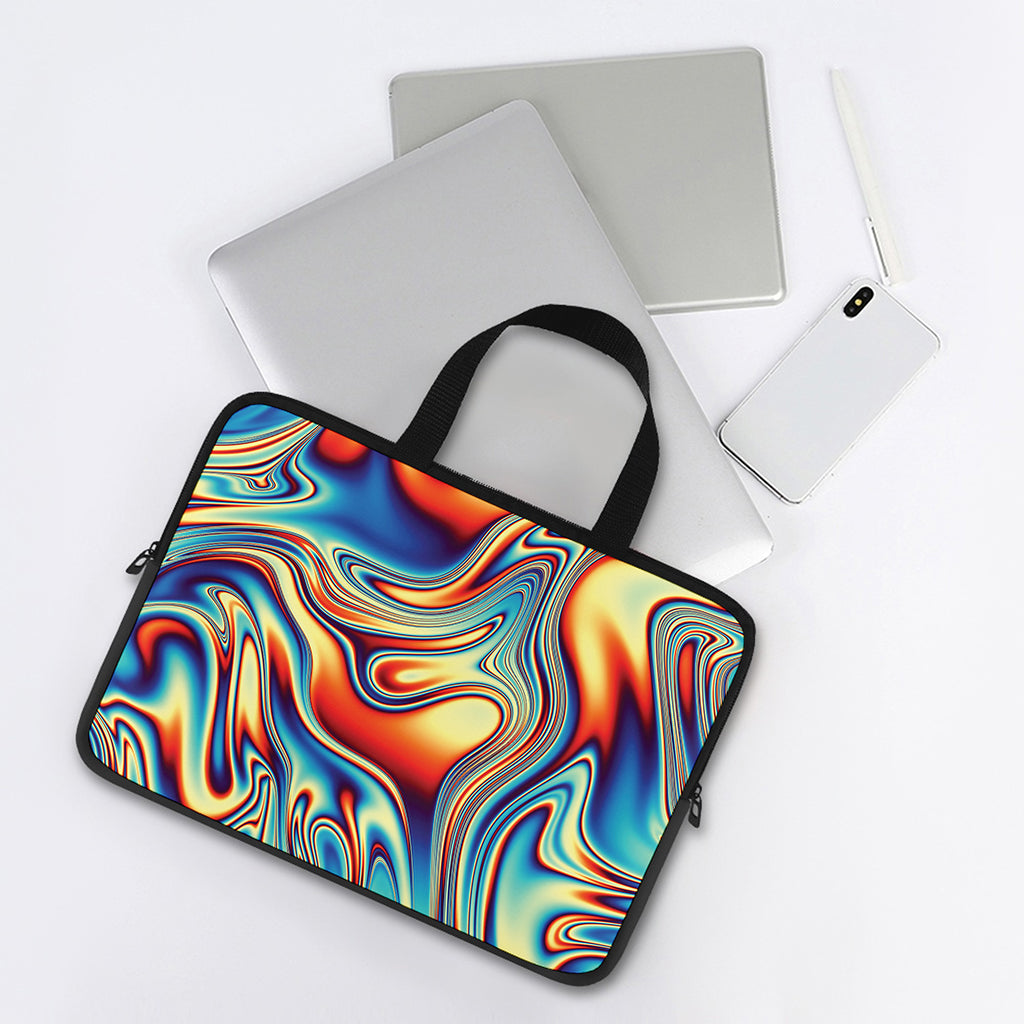 Psychedelic Wave Print Laptop Sleeve With Handle