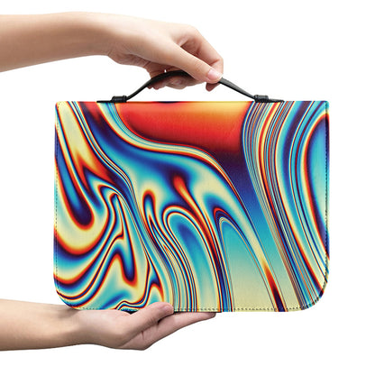 Psychedelic Wave Print Leather Bible Cover