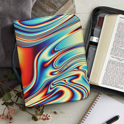 Psychedelic Wave Print Leather Bible Cover
