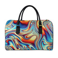 Psychedelic Wave Print Leather Duffel Bag