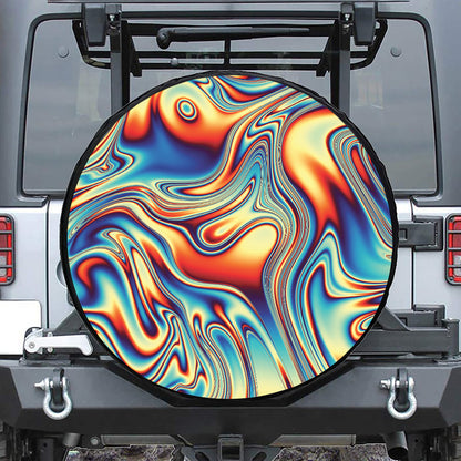 Psychedelic Wave Print Leather Spare Tire Cover