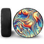 Psychedelic Wave Print Leather Spare Tire Cover
