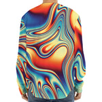 Psychedelic Wave Print Long Sleeve Baseball Jersey