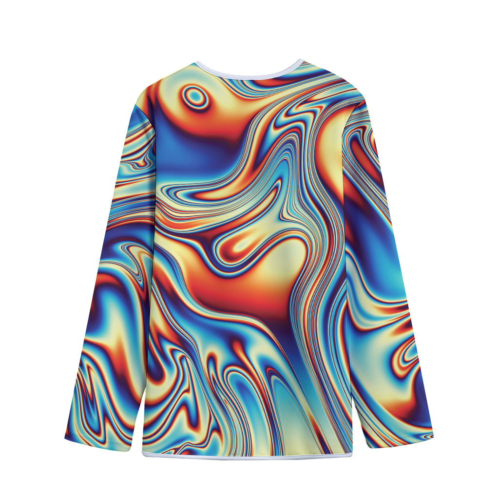 Psychedelic Wave Print Long Sleeve Short Coat