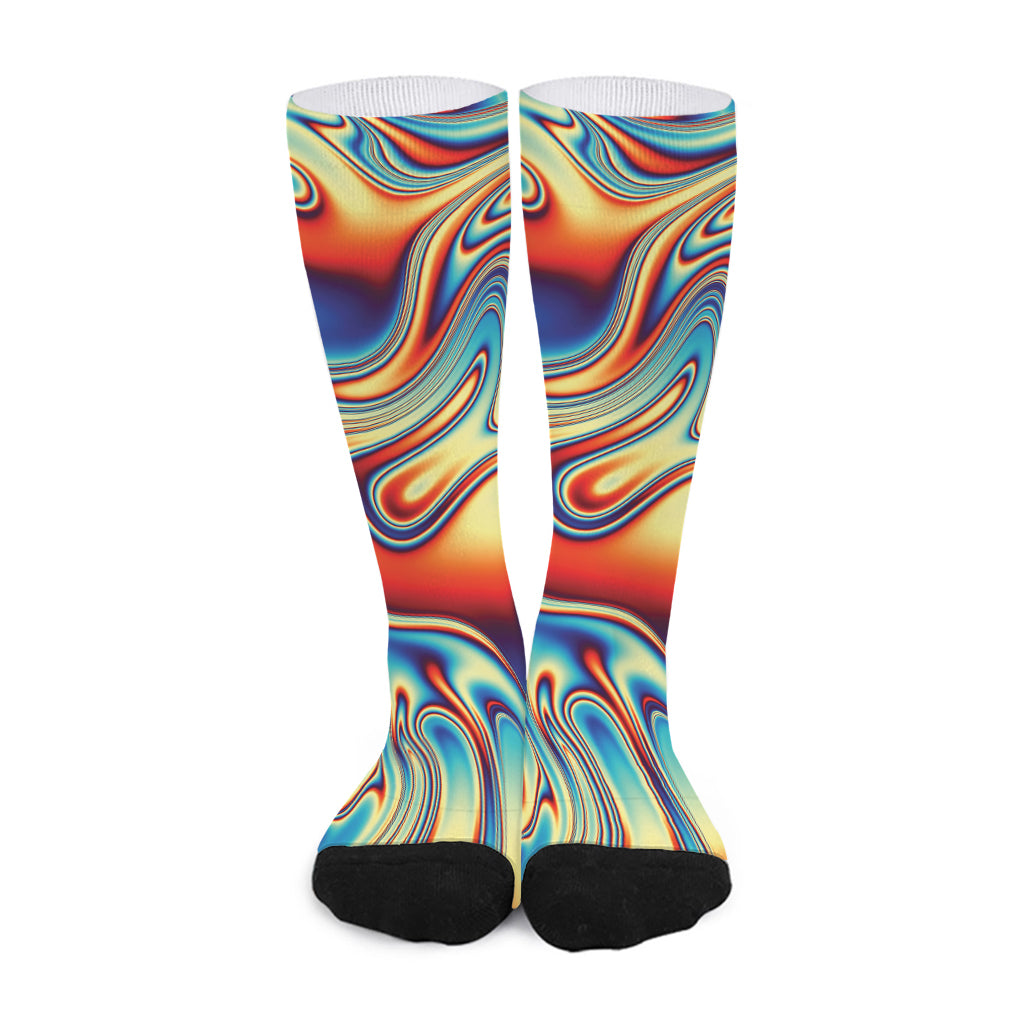 Psychedelic Wave Print Long Socks