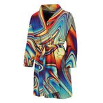 Psychedelic Wave Print Men's Bathrobe