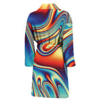 Psychedelic Wave Print Men's Bathrobe