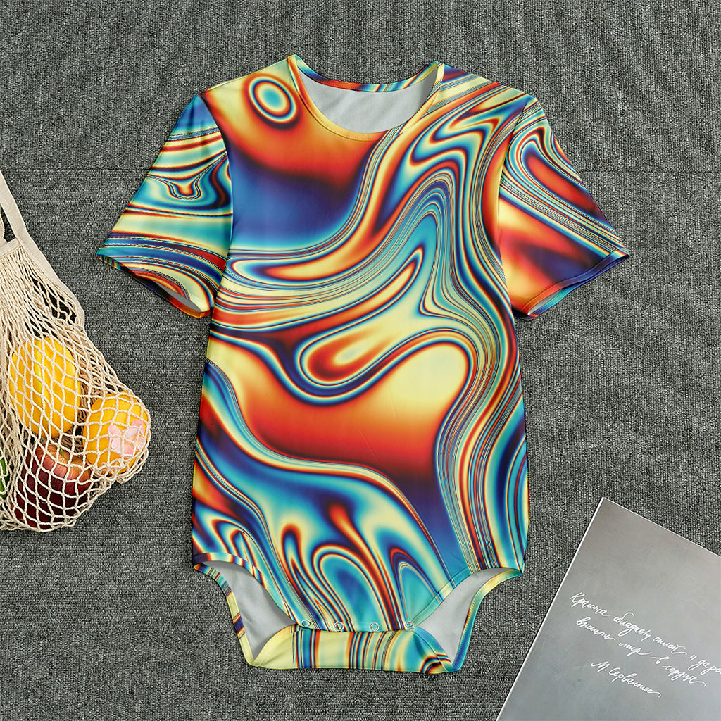Psychedelic Wave Print Men's Bodysuit