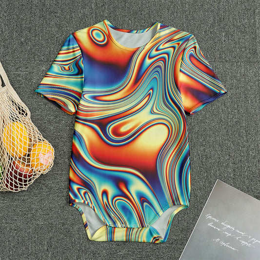 Psychedelic Wave Print Men's Bodysuit