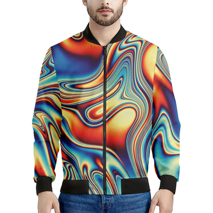 Psychedelic Wave Print Men's Bomber Jacket