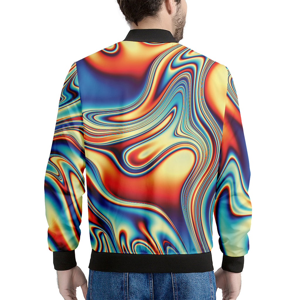 Psychedelic Wave Print Men's Bomber Jacket