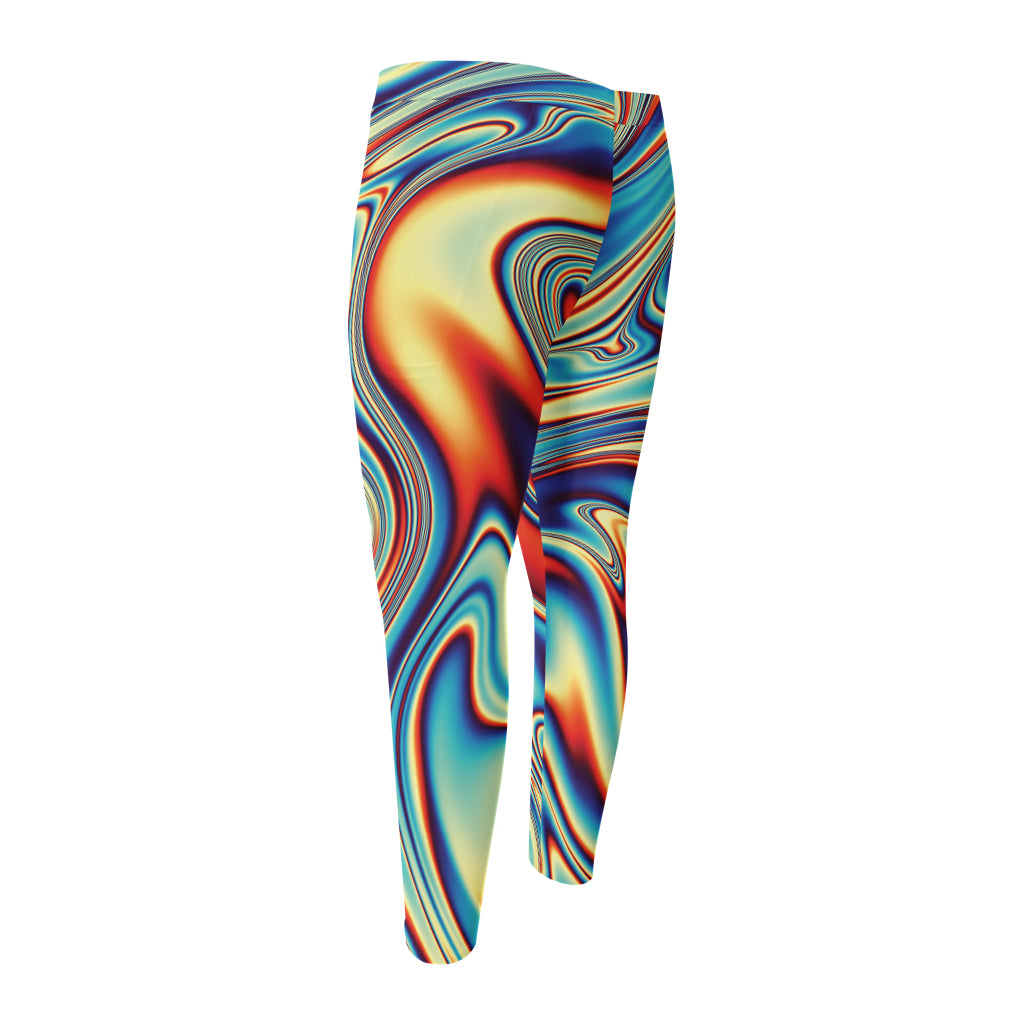 Psychedelic Wave Print Men's Compression Pants