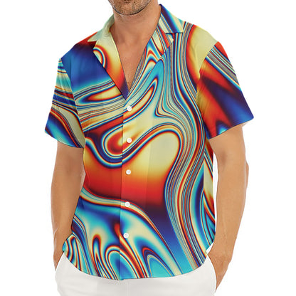 Psychedelic Wave Print Men's Deep V-Neck Shirt