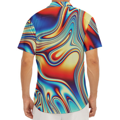Psychedelic Wave Print Men's Deep V-Neck Shirt