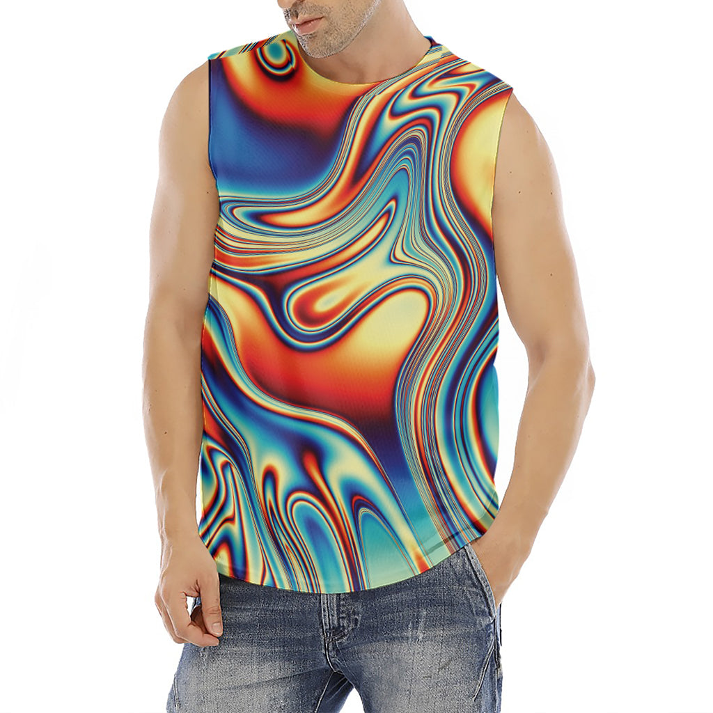 Psychedelic Wave Print Men's Fitness Tank Top