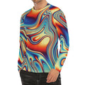 Psychedelic Wave Print Men's Long Sleeve Rash Guard