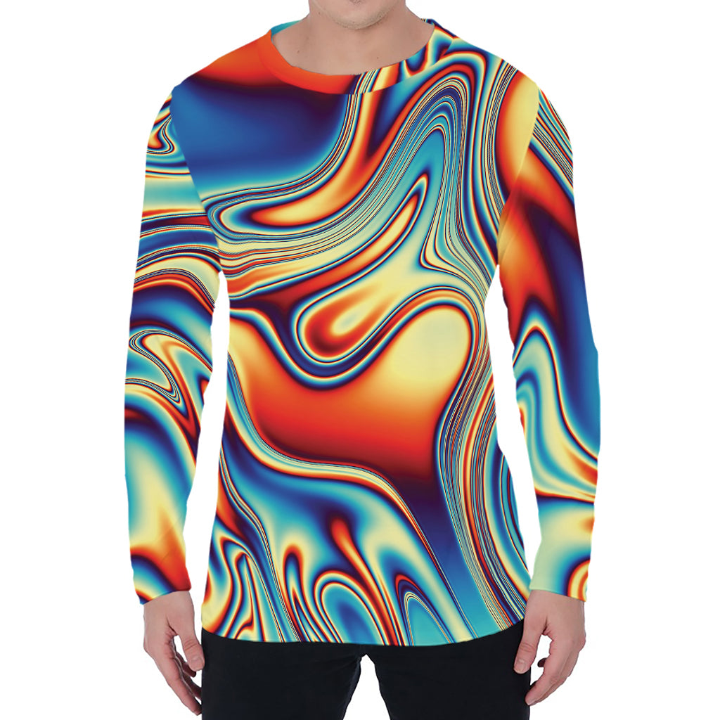 Psychedelic Wave Print Men's Long Sleeve T-Shirt