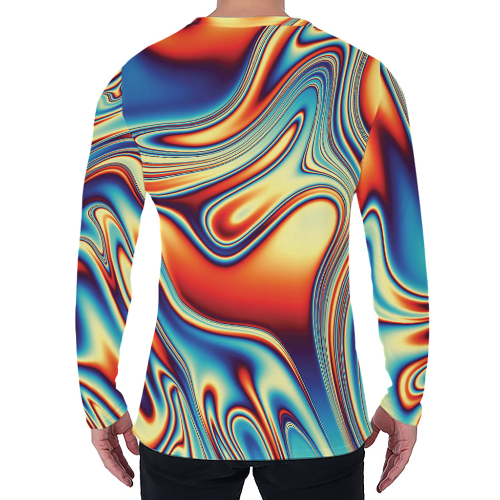 Psychedelic Wave Print Men's Long Sleeve T-Shirt
