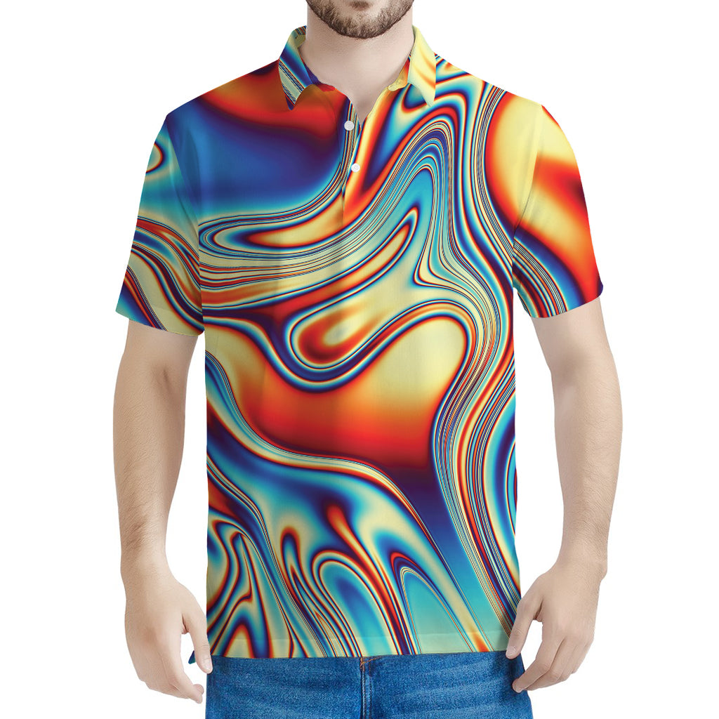Psychedelic Wave Print Men's Polo Shirt