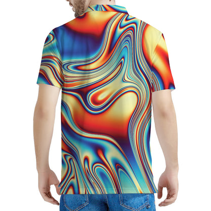 Psychedelic Wave Print Men's Polo Shirt