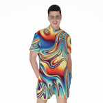 Psychedelic Wave Print Men's Rompers