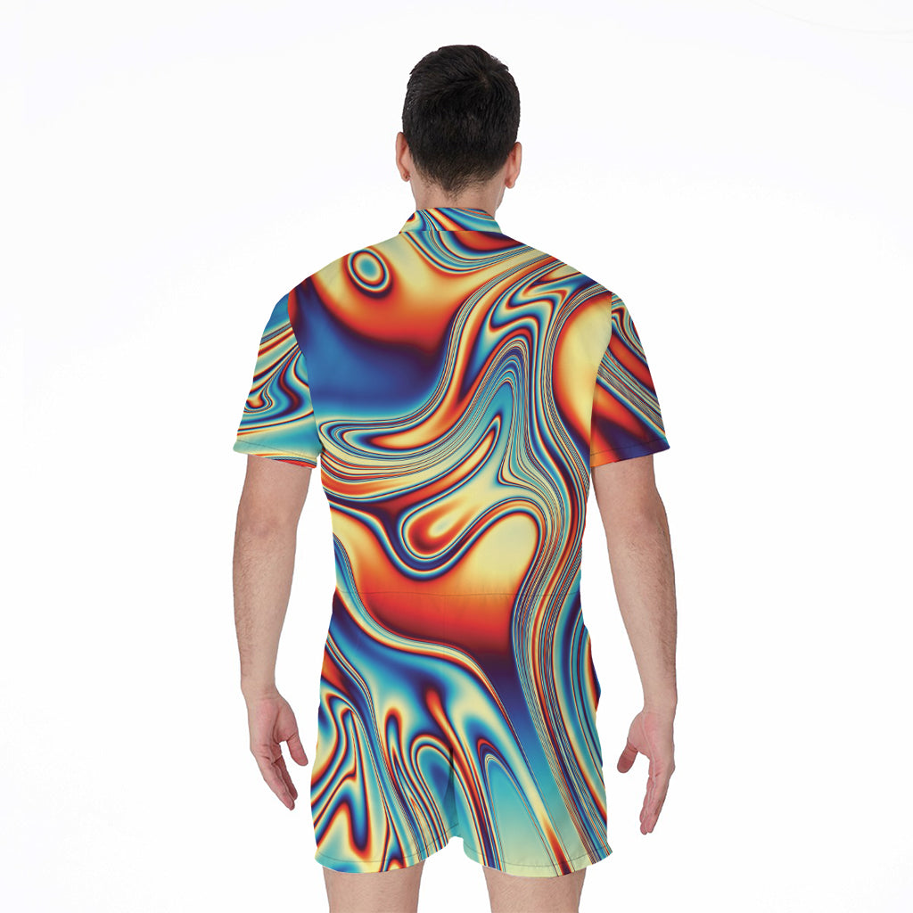 Psychedelic Wave Print Men's Rompers