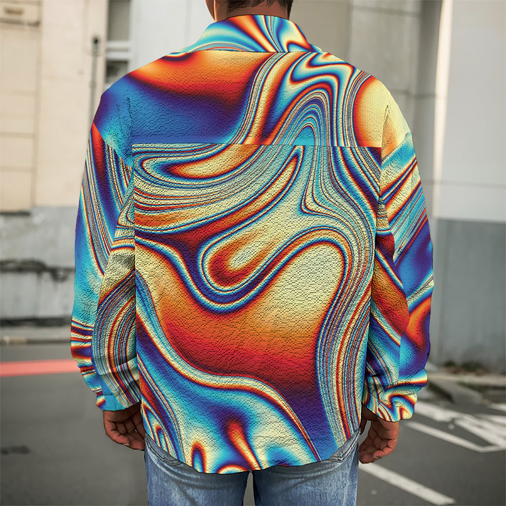 Psychedelic Wave Print Men's Shirt Jacket