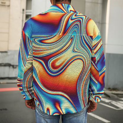 Psychedelic Wave Print Men's Shirt Jacket