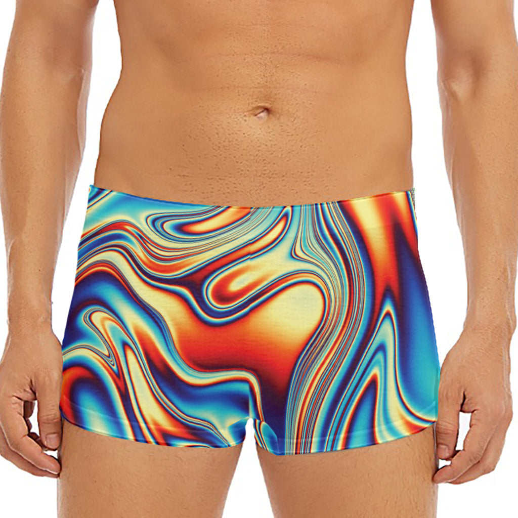 Psychedelic Wave Print Men's Short Boxer Briefs