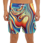 Psychedelic Wave Print Men's Split Running Shorts