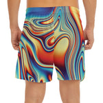 Psychedelic Wave Print Men's Split Running Shorts
