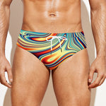 Psychedelic Wave Print Men's Swim Briefs