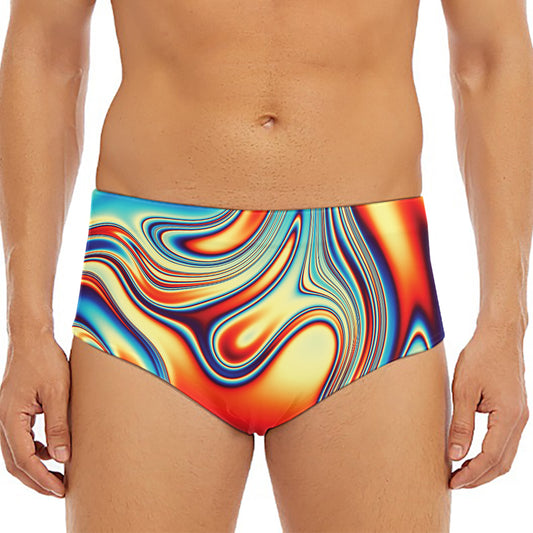 Psychedelic Wave Print Men's Triangle Swim Briefs
