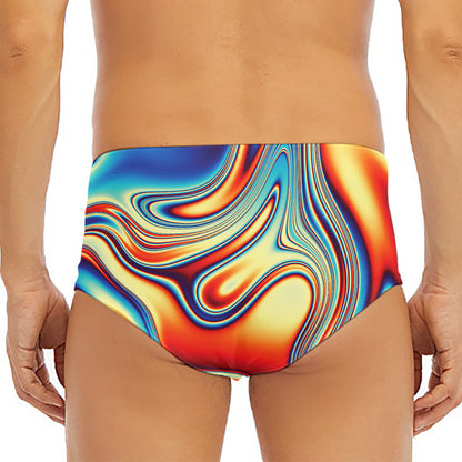 Psychedelic Wave Print Men's Triangle Swim Briefs