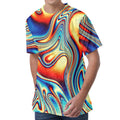 Psychedelic Wave Print Men's Velvet T-Shirt