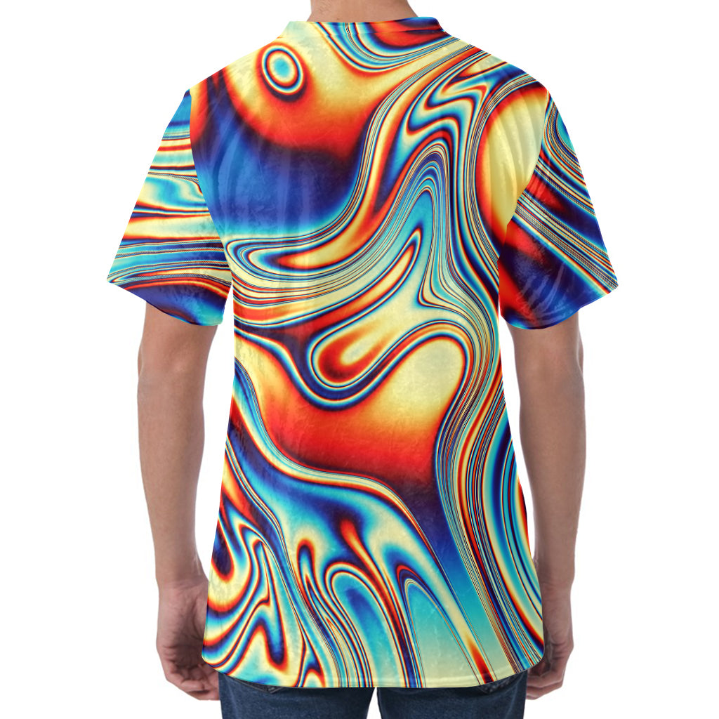 Psychedelic Wave Print Men's Velvet T-Shirt