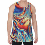 Psychedelic Wave Print Men's Velvet Tank Top