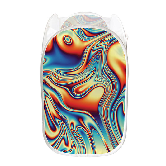Psychedelic Wave Print Mesh Laundry Hamper
