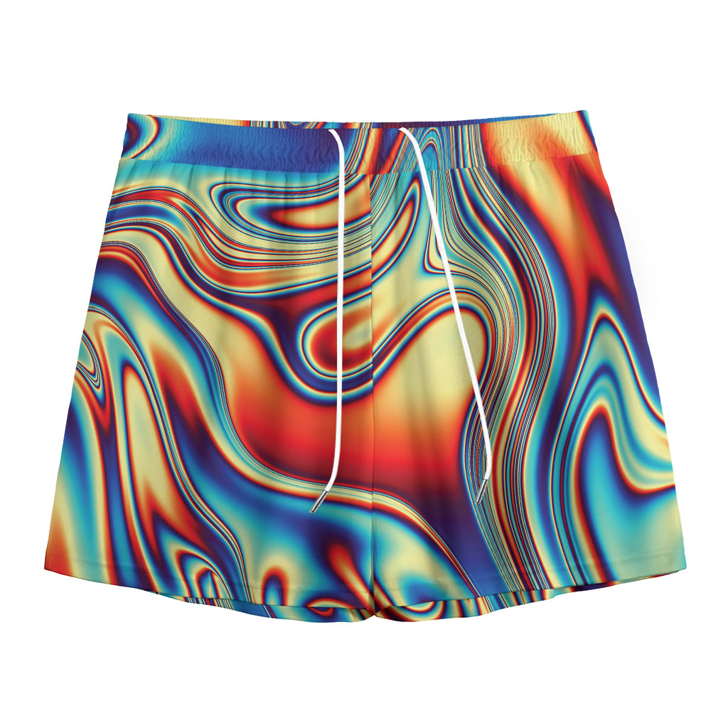 Psychedelic Wave Print Mesh Shorts